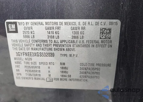 2016 Cadillac Srx Luxury Collection from USA, damaged, VIN 3GYFNEE3XGS532039